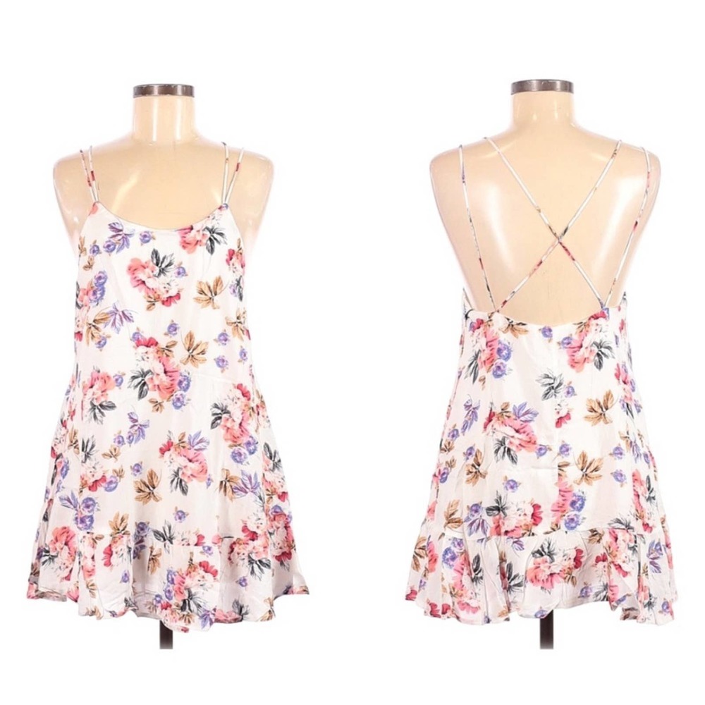 Cotton Candy Floral Babydoll Mini Dress White Pink